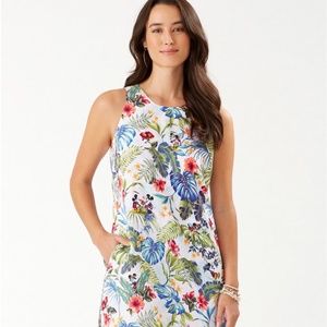 Tommy Bahama. Disney Jungle Jubilee Sleeveless Linen Shift Dress. S. White.
